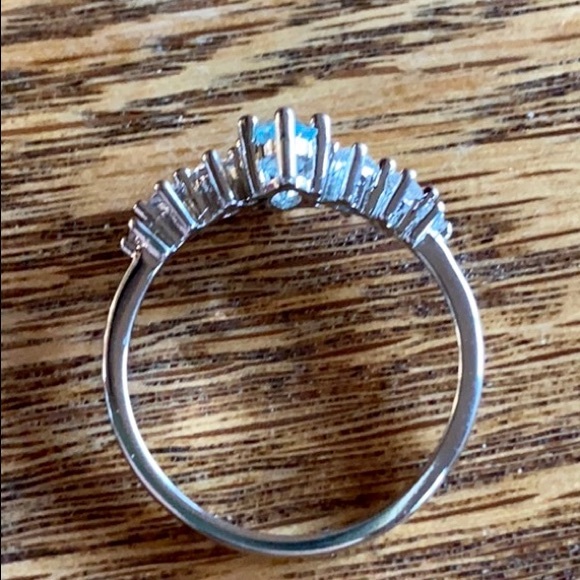 Marquis Cut Ring, Simulated Blue and White Quartz Silver Plated, Size 7 - Picture 6 of 7